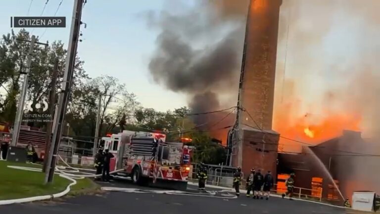 Massive Staten Island warehouse fire injures firefighter at Mount Loretto campus